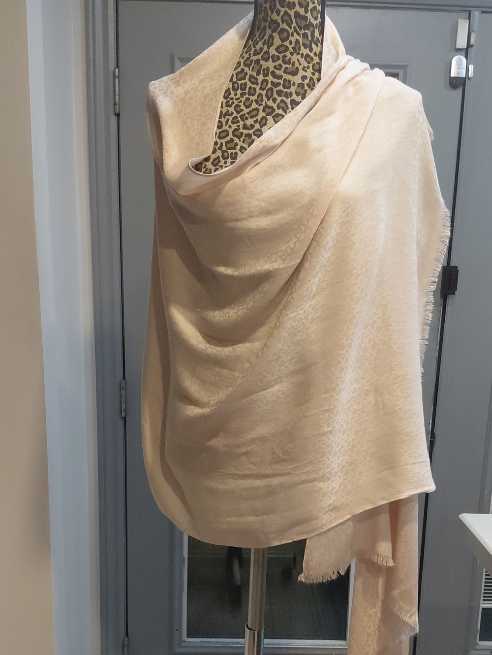 Light Blush Frayed Edge Wrap Shawl